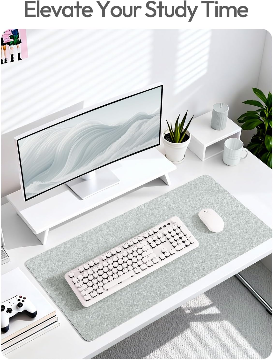 YSAGi Leather Office Desk Pad Protector, Large Mouse Pad, Non-Slip, PU Leather, Laptop Desk Blotter, Waterproof Writing Pad for Office and Home, Black, 23.6" x 13.8" - Colors A