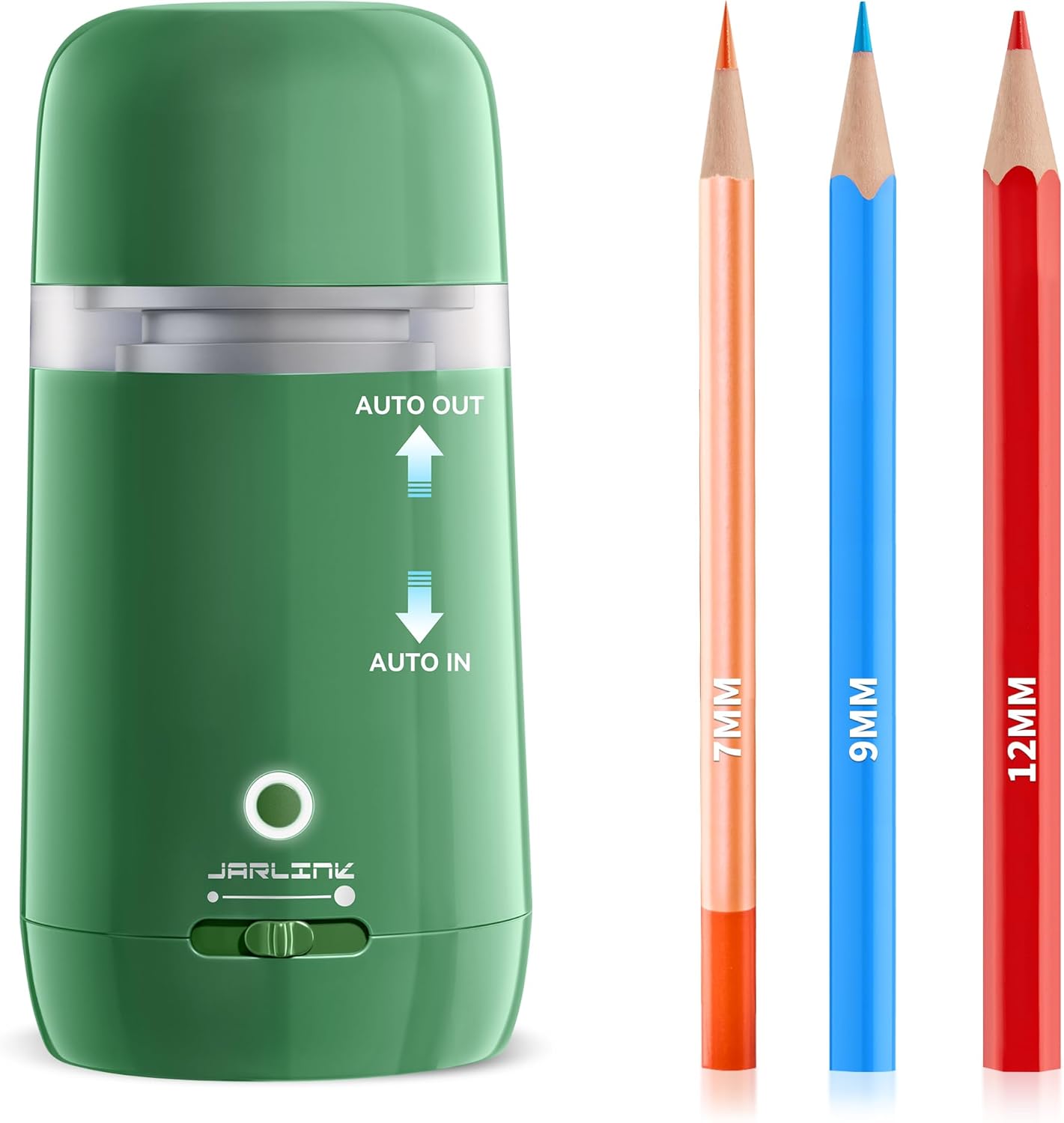JARLINK Automatic Electric Pencil Sharpener - Hands-Free Operation, 3 Sharpness Modes, 3-Second Sharpening, Rechargeable & Portable for 7-12mm Pencils, Ideal for Classroom and Home Use (Black)