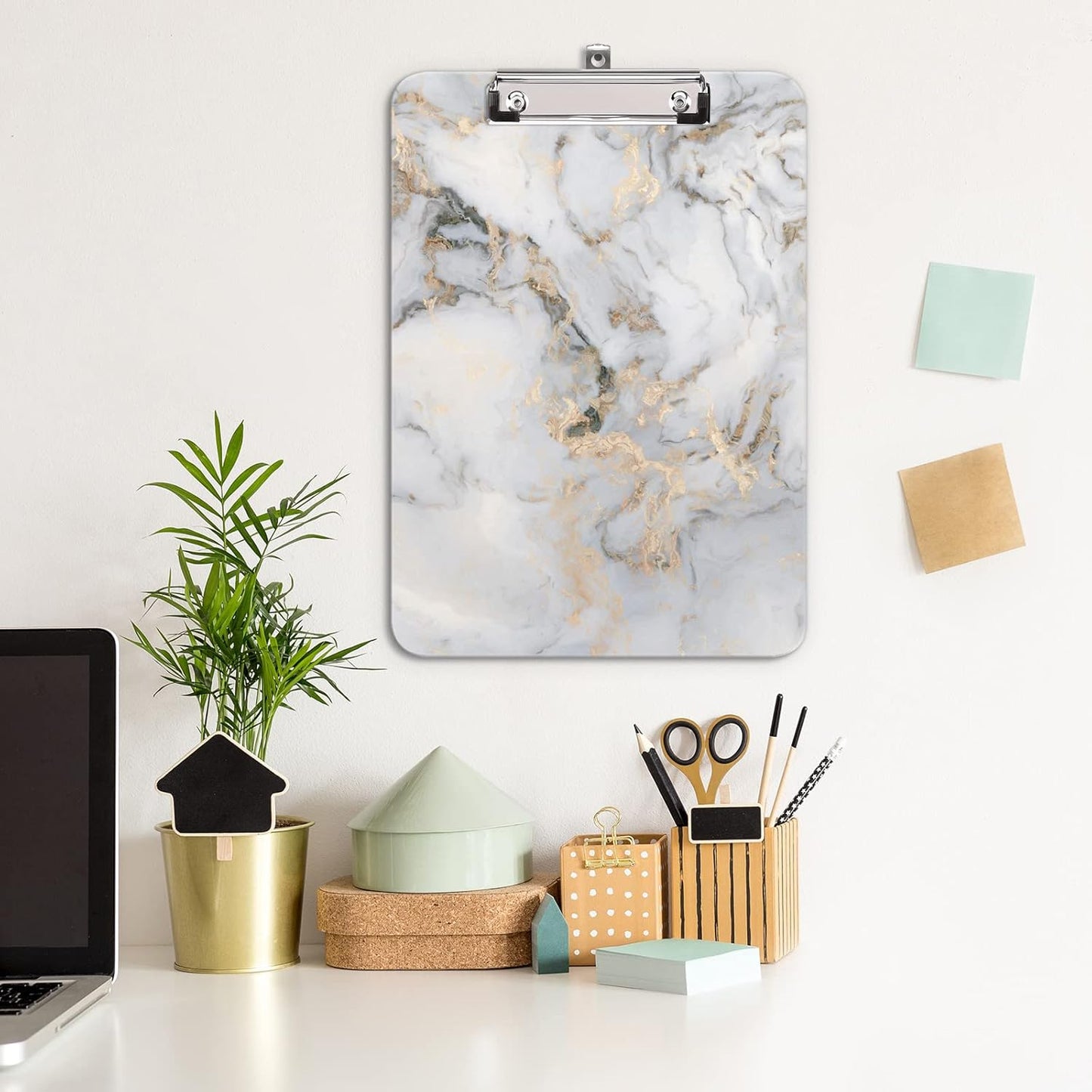Hongri Plastic Cute Clipboard, Letter Size for Students, Teacher, Woman and Kids, Low Profile Clip, Decorative Pattern, Size 9 x 12.5 in, Dream Marble