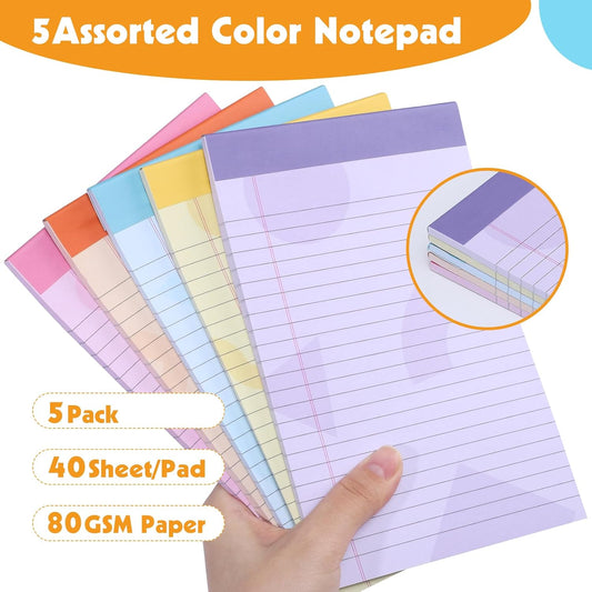 Thboxes 12 Packs Legal Pads 5x8, Totally 360 Sheets Colored Legal Pads 5x8 College Ruled Writing Pads Small Note Pads 30 Sheets/Pad Tablets Lined Notepad for School, Office, To-Do Lists