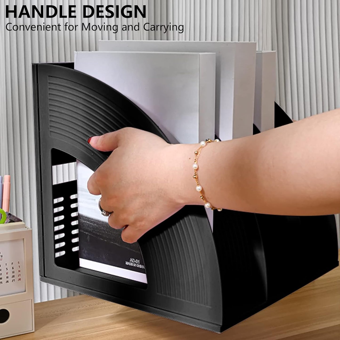 Marte Vanci Magazine File Holder Vertical PP Folder Book Desktop Organizer Plastic Storage Sturdy Vertical 4 Section Folder (Purple)