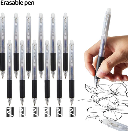 Retractable Erasable Gel Pens Clicker,Fine Point 0.7mm Smooth Writing Pens,Cute Pens For Writing Journaling Taking Notes School Office Home. (12 Colors)