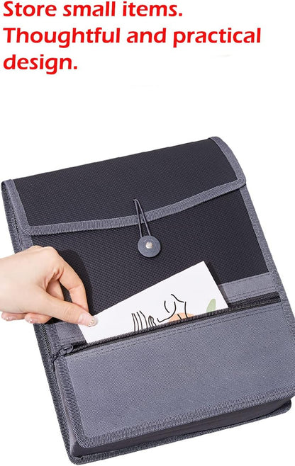 Expanding File Folder Document Organizer with Elastic Cord & Button Closure, Letter Size, 3.5" Expansion, Letter A4 Expandable File Folder for Home School Office Organization, 3 Pack