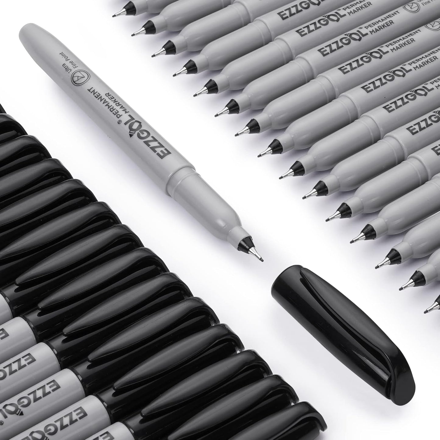 Ezzgol Ultra Fine Permanent Marker, 72 Pack Ultra Fine Point Black Permanent Marker set, Works on Plastic,Wood,Stone,Metal and Glass for Doodling, Marking