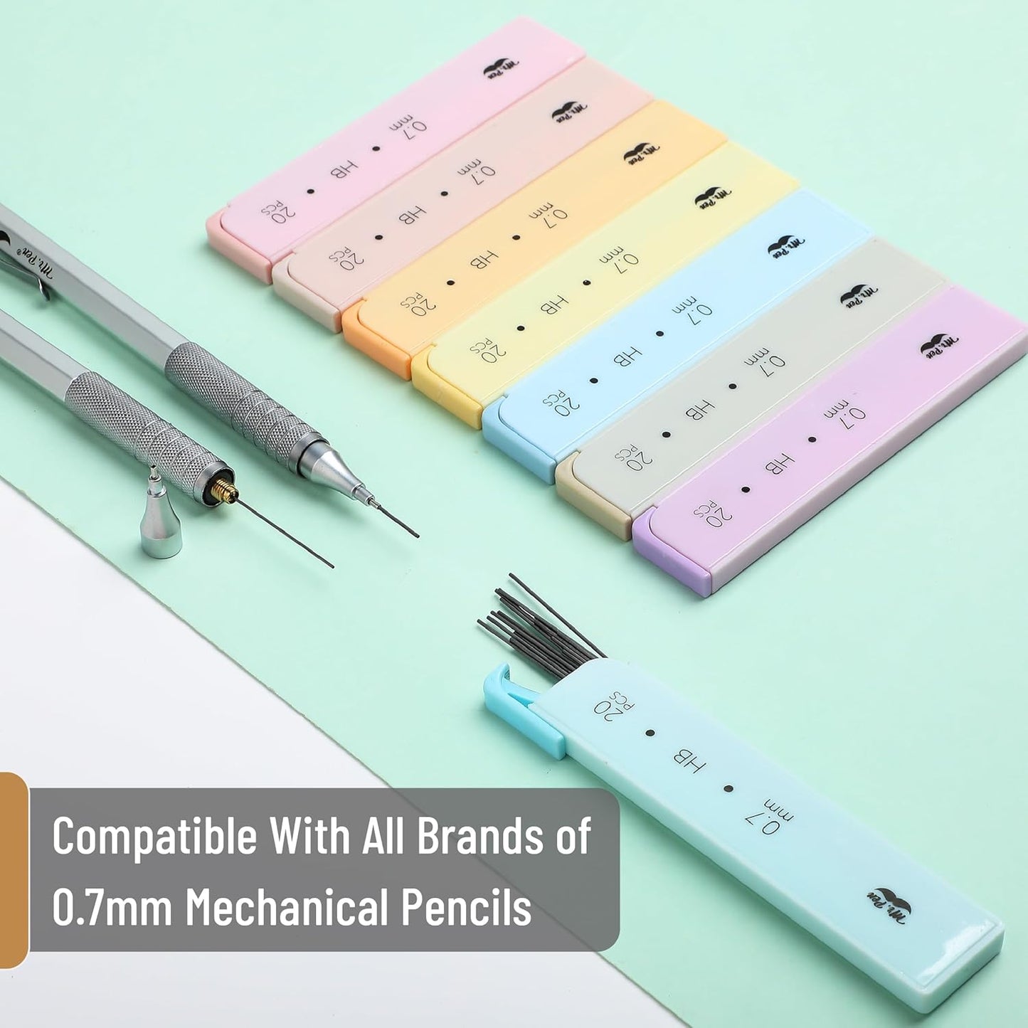 Mr. Pen- 0.7 mm Lead Refills for Mechanical Pencils, 320 pcs (20 per Tube), Black, HB Graphite Lead, Standard Mechanical Pencil Refills for Drawing and Sketching