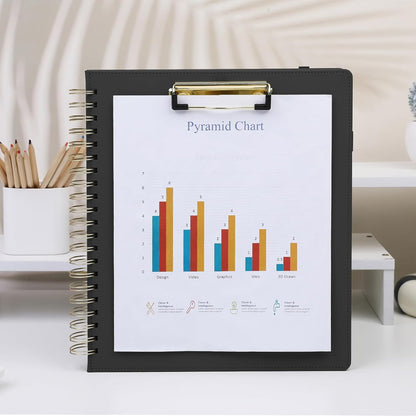 SKYDUE Clipboard Folder with Storage, 6 Dividers with 12 Pockets for Letter Size, Storage Clipboard Folio with Refillable Notepad, Spiral Clipboards Padfolio for Teacher Worker Nurse