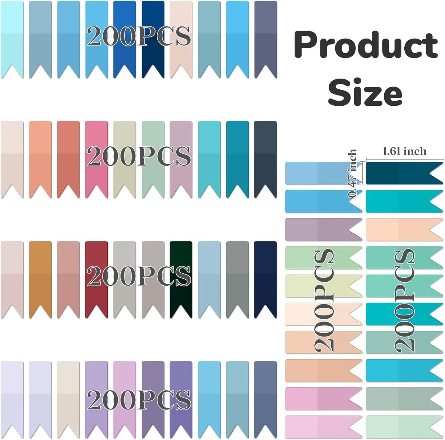 Temiary 1200 Pieces Transparent Sticky Index Tabs, Page Markers for Annotating, Translucent Morandi Arrow Flag Tab for Bookmarks Bible Tabs Notebook School Supplies
