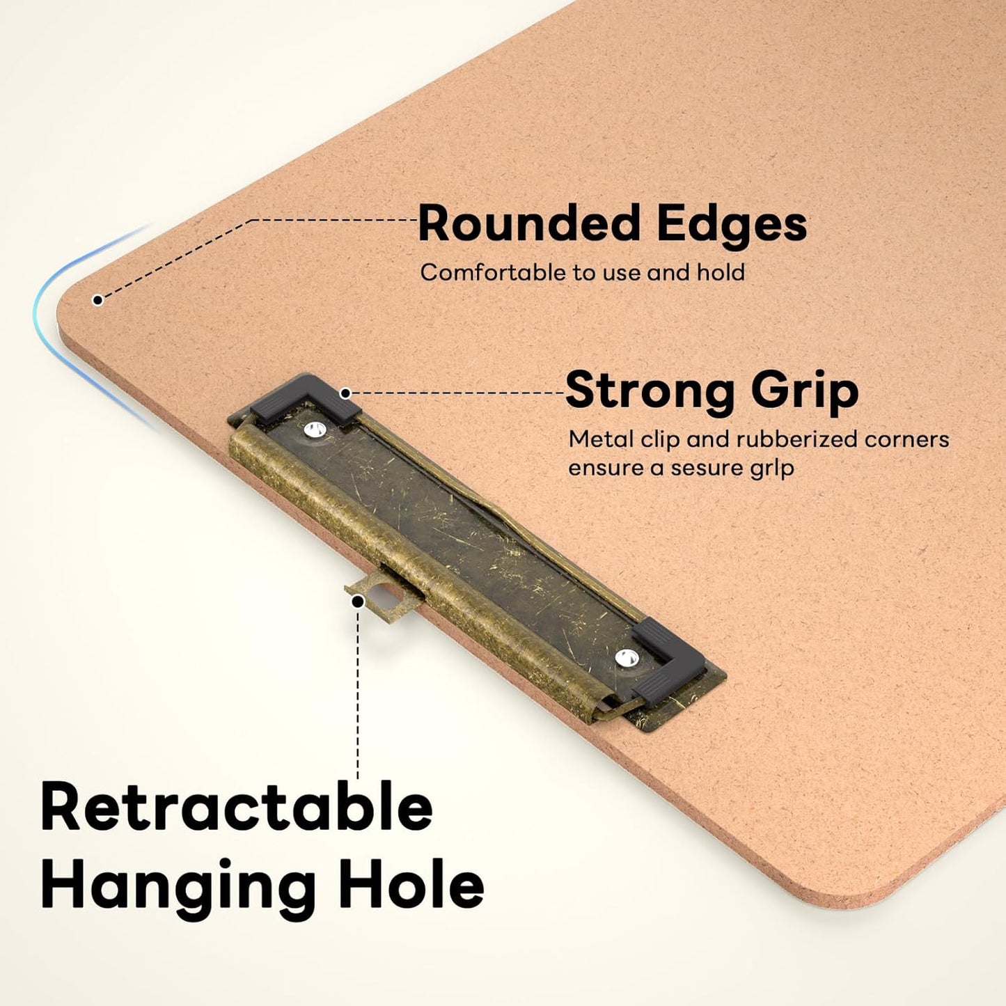 2 Pack Wood Retro Clipboards, 9 x 12.5'' Letter Size for Classroom, Students, Kid, 8.5 x 11'' Decoration Clip Board with Low Profile Copper Clip, Office & School Supplies