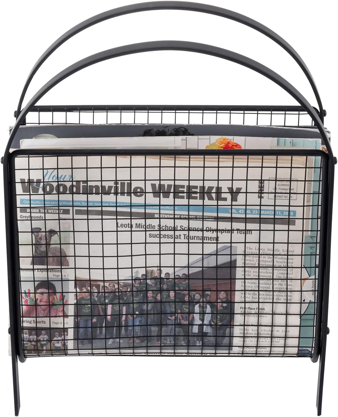 MyGift Magazine Rack, Floor Freestanding Magazine Holder for Bathroom Bedroom Office, Books Newspapers File Mail Organizer, Mid Century Modern Decor Wire Storage for Tablets and Documents