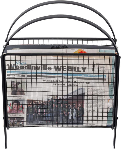 MyGift Magazine Rack, Floor Freestanding Magazine Holder for Bathroom Bedroom Office, Books Newspapers File Mail Organizer, Mid Century Modern Decor Wire Storage for Tablets and Documents