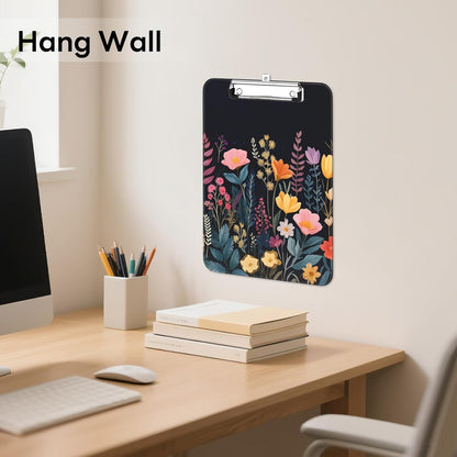 Plastic Cute Clipboard Low-Profile Metal Clip, A4 Letter Size 9 x 12.5 in, 8.5 x 11 Paper Clip Board for Teachers, Nurses, Classroom,Cute Black Cats