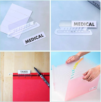 File Folder Tabs, Paxcoo 50 Sets Hanging File Folder Tabs and Inserts, Plastic Tabs for Hanging Folders, Multicolor