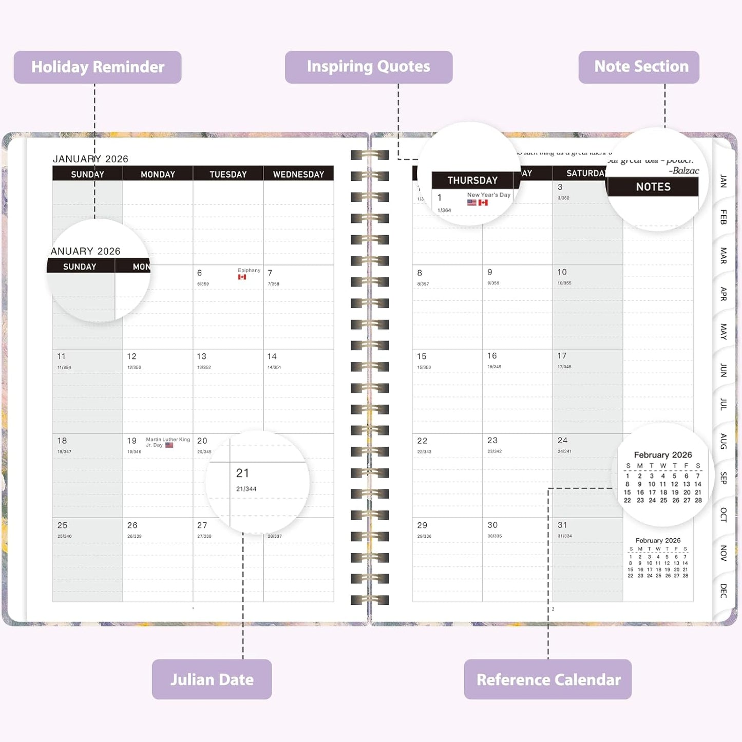 Planner 2026-2027, Weekly and Monthly Academic Year Calendar Planner, July 2026 - June 2027, Daily Agenda Book for Office School Supplies, A5(6.3'' x 8.5'')