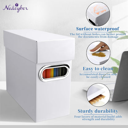 File Organizer Box with Lid & Handle, Thickened Cardboard Hanging File Folder Storage Boxes for Letter Size, Portable Filing Organizer for Office, Home, Classroom, Pink 2 Pack