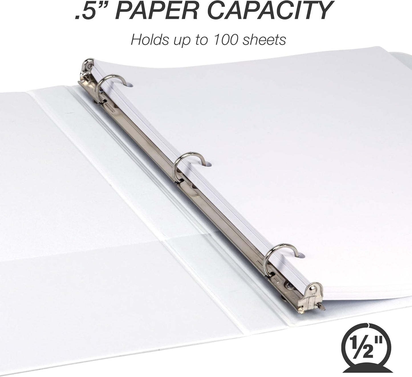 Samsill 1.5 Inch 3 Ring Binders, Economy Round Ring, Clear View Cover, 325 Sheet Capacity - for School, Home, Office - White, 4 Pack