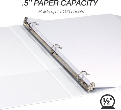 Samsill 1.5 Inch 3 Ring Binders, Economy Round Ring, Clear View Cover, 325 Sheet Capacity - for School, Home, Office - White, 4 Pack