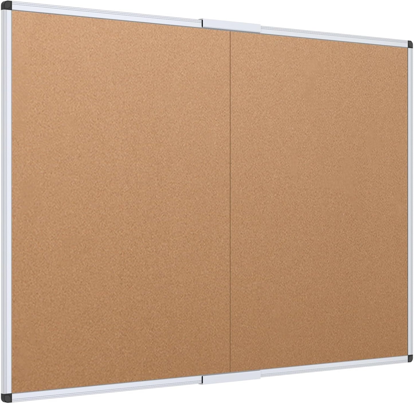 VIZ-PRO Cork Notice Board Bulletin Board, 96 X 48 Inches, Pack of 2, Silver Aluminium Frame