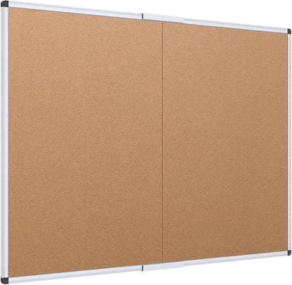 VIZ-PRO Cork Notice Board Bulletin Board, 96 X 48 Inches, Pack of 2, Silver Aluminium Frame