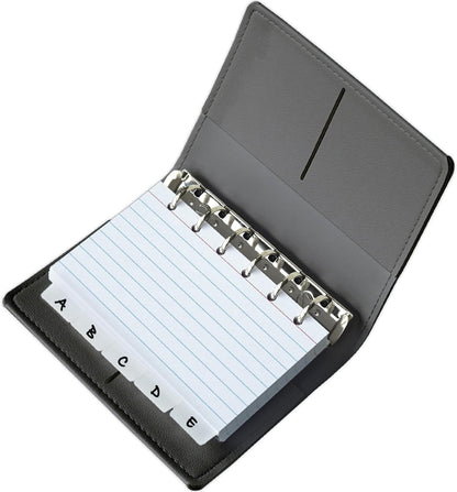 3x5 Lined Index Cards with Ring Binder Holder and Dividers, 100 Note Cards, Green
