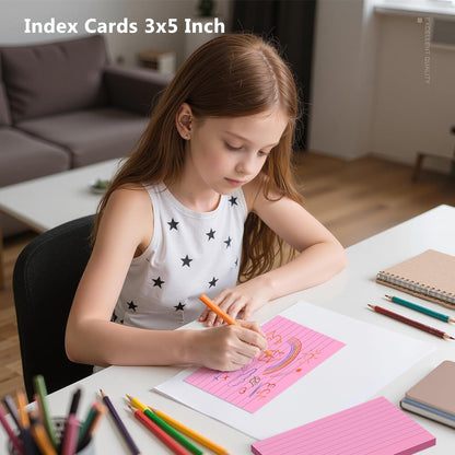 600 Count Index Cards 3 x 5 Inch Green Lined Flash Cards Ideal for Studying and To-do-List, Portable Note Cards Taking for Students and Teachers, Flash Card Styled for Home, Office or School Use