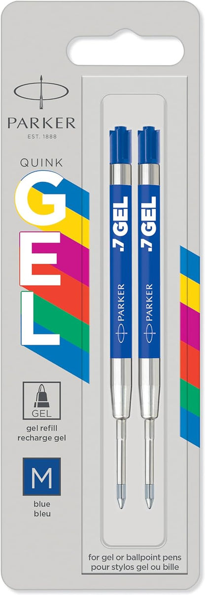 Parker Jotter Originals Gel Pen Refills | Smooth Blue Gel Ink Refills | Medium Tip (0.7mm) | 2 Count