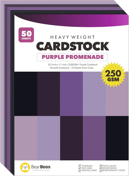 BearBoss Brown Cardstock Paper 8.5x11 50 Sheets, Heavyweight 92lb Cover for Crafts DIY Cards Making