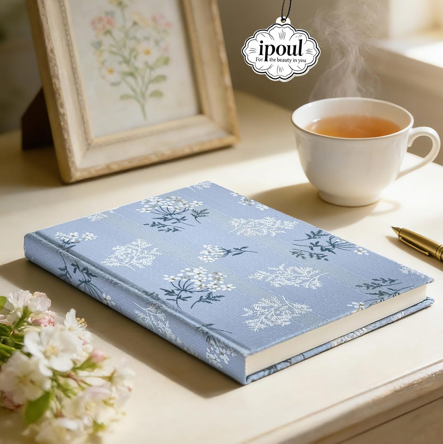 ipoul Flower Notebook, A5, 6x8, Hardcover, Lay Flat, Lined Paper, Journal for Women, Writing Notebook, Pretty, Hibiscus, Pink, Birthday Gifts for Women, Wedding Shower Gifts, Mothers Day Gift