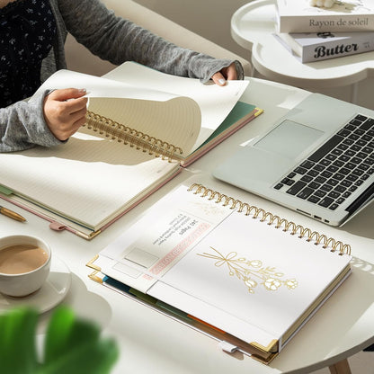 Hardcover Spiral Notebooks 8.5" X 11" Note Taking 5 Subject Notebook College Ruled with Dividers 240 Pages 100GSM Aesthetic Spiral Notebook for Work School Cute Journals for Women Writing