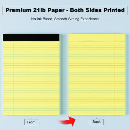 Legal Pads 8.5 x 11 College Ruled Note Pads 8.5 x 11.75 Yellow Notepad 80gsm Lined Paper Pads, 30 Sheets per Pad, 2 Pack Perforated Writing Pads Perfect for Office, Home, School