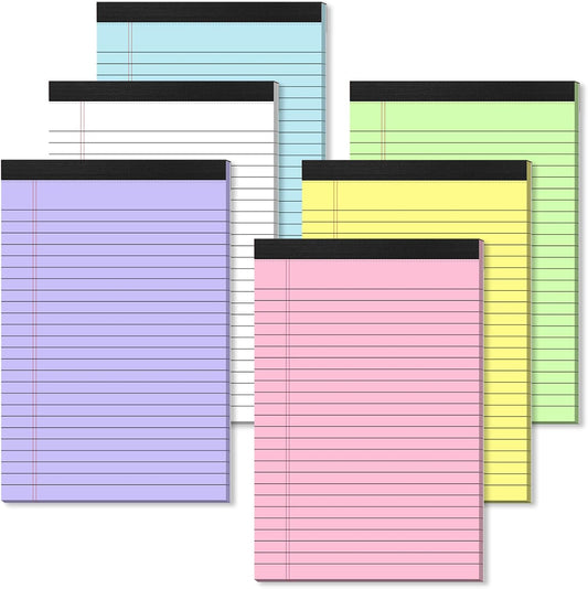 Nichela 6 Pack Legal Pads 8.5 x 11 Colored Note Pads 8.5 x 11 Pink Notepad Perforated Writing Pads 8.5 x 11 Lined Paper Pads of Paper Wide Ruled 30 Sheets Notebook To Do List for School, Office, Home