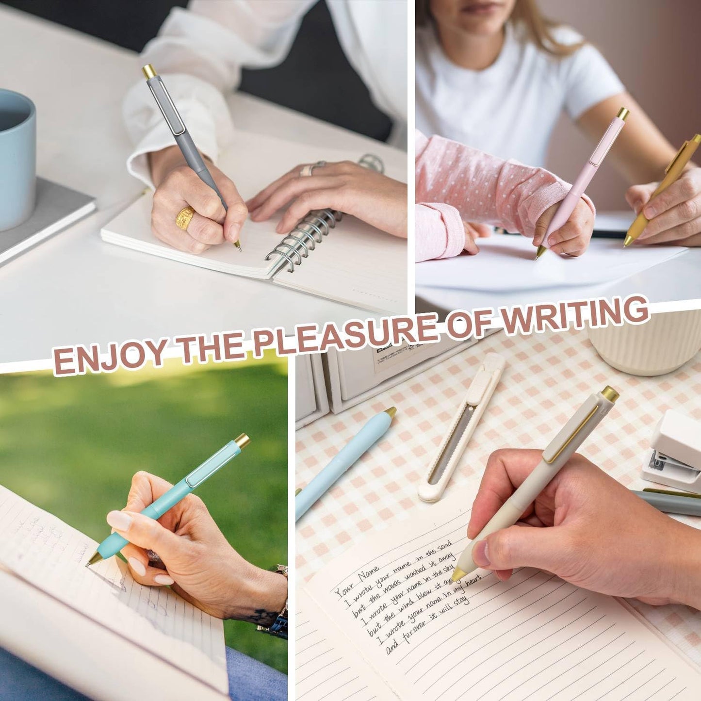 Linbsunne Ballpoint Pens Black Medium Point 1mm Pen with Super Soft Grip Ball Point Pen for Men Women Retractable Pens