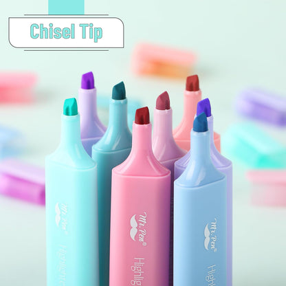 Mr. Pen- Pastel Highlighters, 8 Pack, Highlighters with Firm Chisel Tip, Quick Dry & Non-Toxic, No Bleed on Standard Paper, Ideal for Highlighting, Underlining, Journaling & Coloring