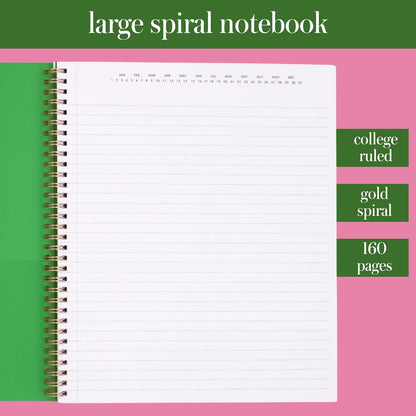 kate spade new york Large College Ruled Notebook, 11" x 9.5" Spiral Notebook with 160 Pages