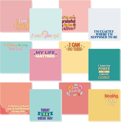 Yinder 48 Pcs Inspirational Sticky Notes Cute Motivational Sticky Notes Pad End of Year Employee Appreciation Gifts Bulk for Teacher Nurse Coworkers Office Supplies 3 x 3'' (Thank You,Dark Color)