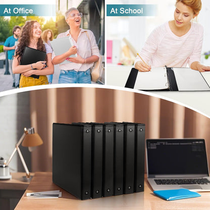 1'' Economy 3-Ring Binders, 1-inch Round Rings, Holds 200 Sheets US Letter Size, ClearVue Presentation View, Non-Stick, Black (12)