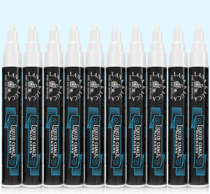 Liquid Chalk Marker Pen - White Dry Erase Marker - Chalkboard Signs, Windows, Blackboard, Glass (6 Pack) 3-6mm Reversible Tip, 3-3mm Fine Tip