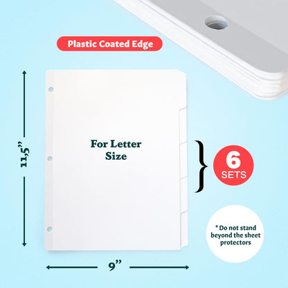 Binder Dividers with Tabs - (Set of 20) x 5 Tab Dividers for 3 Ring Binders, White, Reinforced Edge - Ideal for Keeping Your Documents Neat and Professional