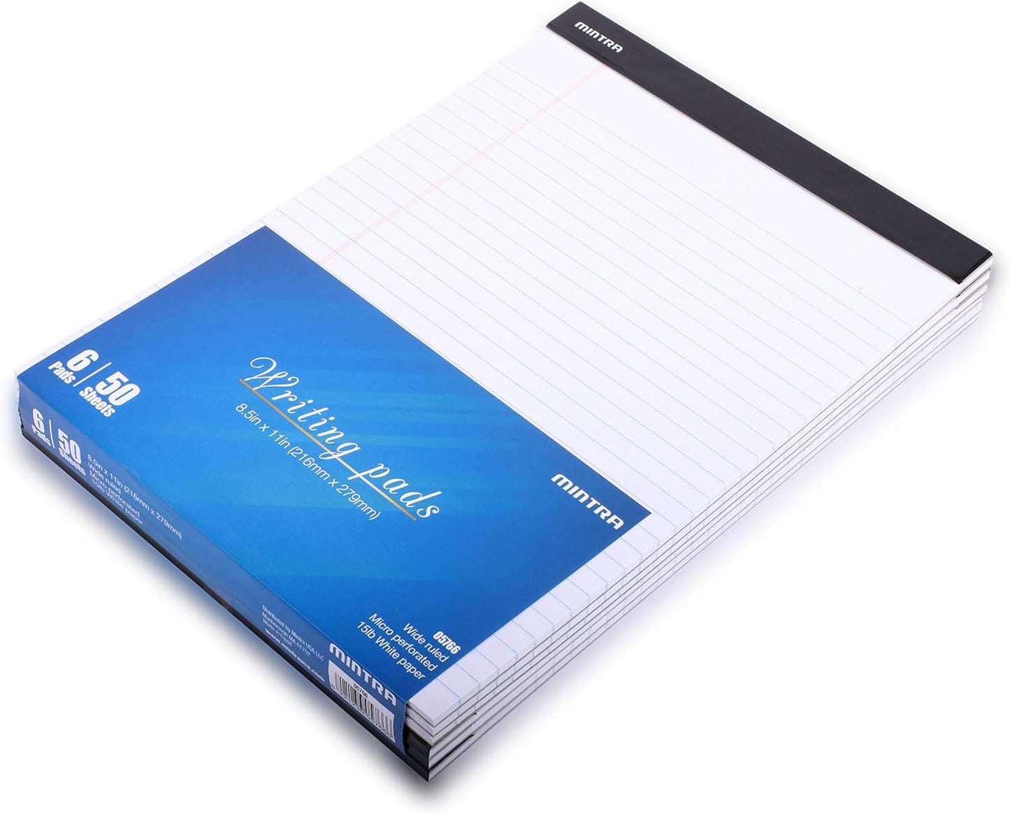 Mintra Office White Legal Pads – Ruled Notepads and Micro-Perforated Sheets, Ideal for Writing, Note-Taking & Creativity, Office, or Professional Use, Basic Pad 6 pack, 8.5"x11" (Narrow Ruled)
