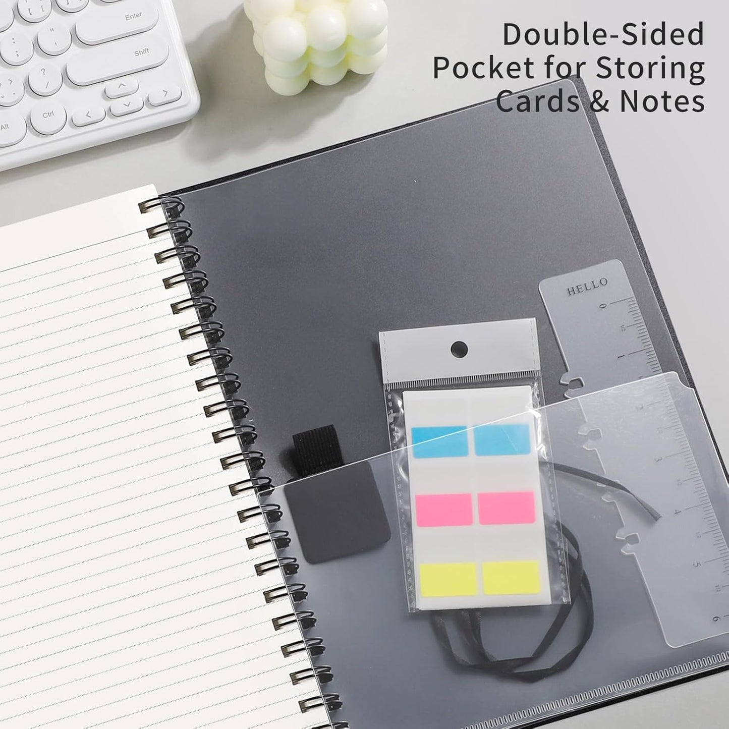 EMSHOI A5 Spiral Notebook College Ruled Lined Journal, Small 5.7" X 8.22", 300 Pages/150 Sheets, 100gsm Thick Paper, Waterproof Hardcover, for Office School Women Men Work Writing Notes, Blue