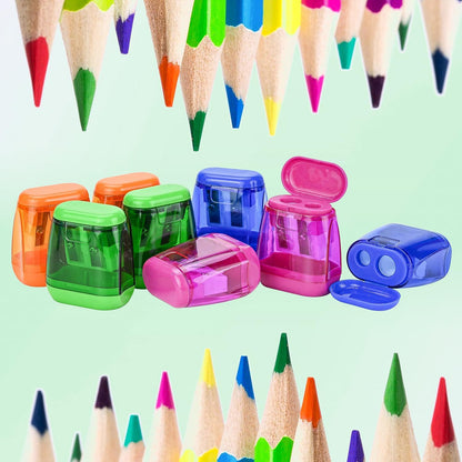 AUSTARK 4Pcs Pencil Sharpeners Manual for Kids Adults, Dual Hole Small Handheld Pencil Sharpener Bulk for Office School Home, Back to School Supplies