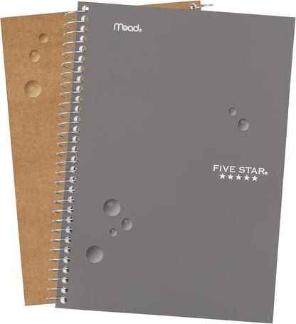 Five Star Spiral Notebook, 2 Subject, College Ruled Paper, 6" x 9.5", 80 Sheets, Blue (Color May Vary) (840029CG1)