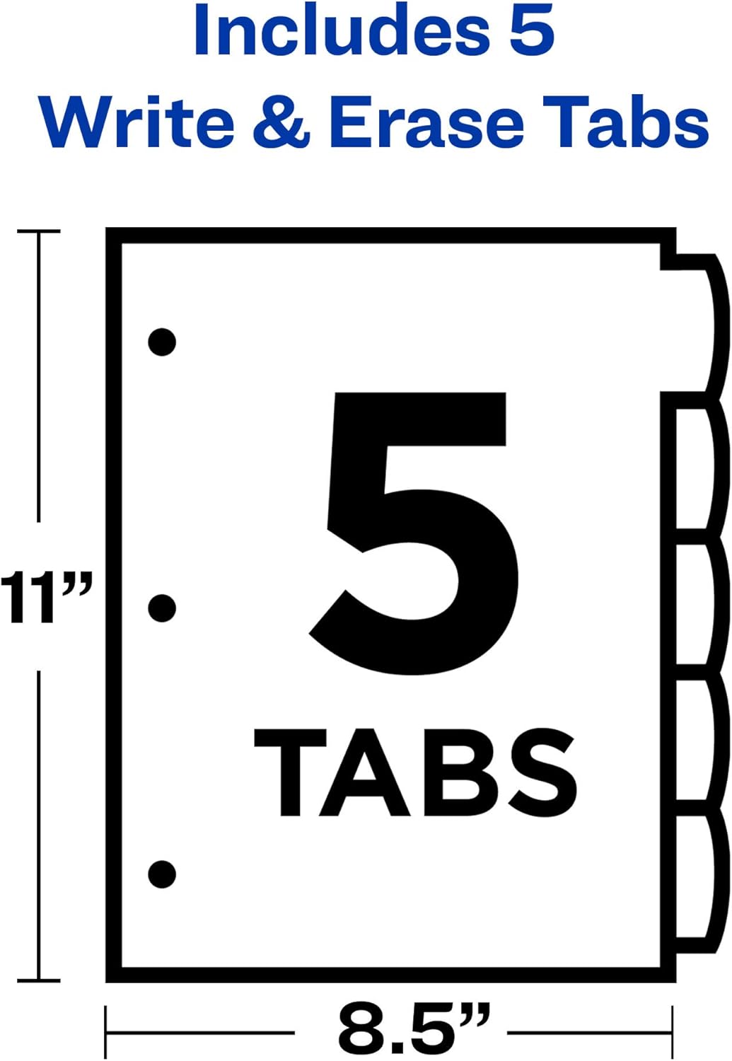 Avery Big Tab Write & Erase Durable Plastic Dividers for 3 Ring Binders, 5-Tab Set, Bright Multicolor, 1 Set (16129)