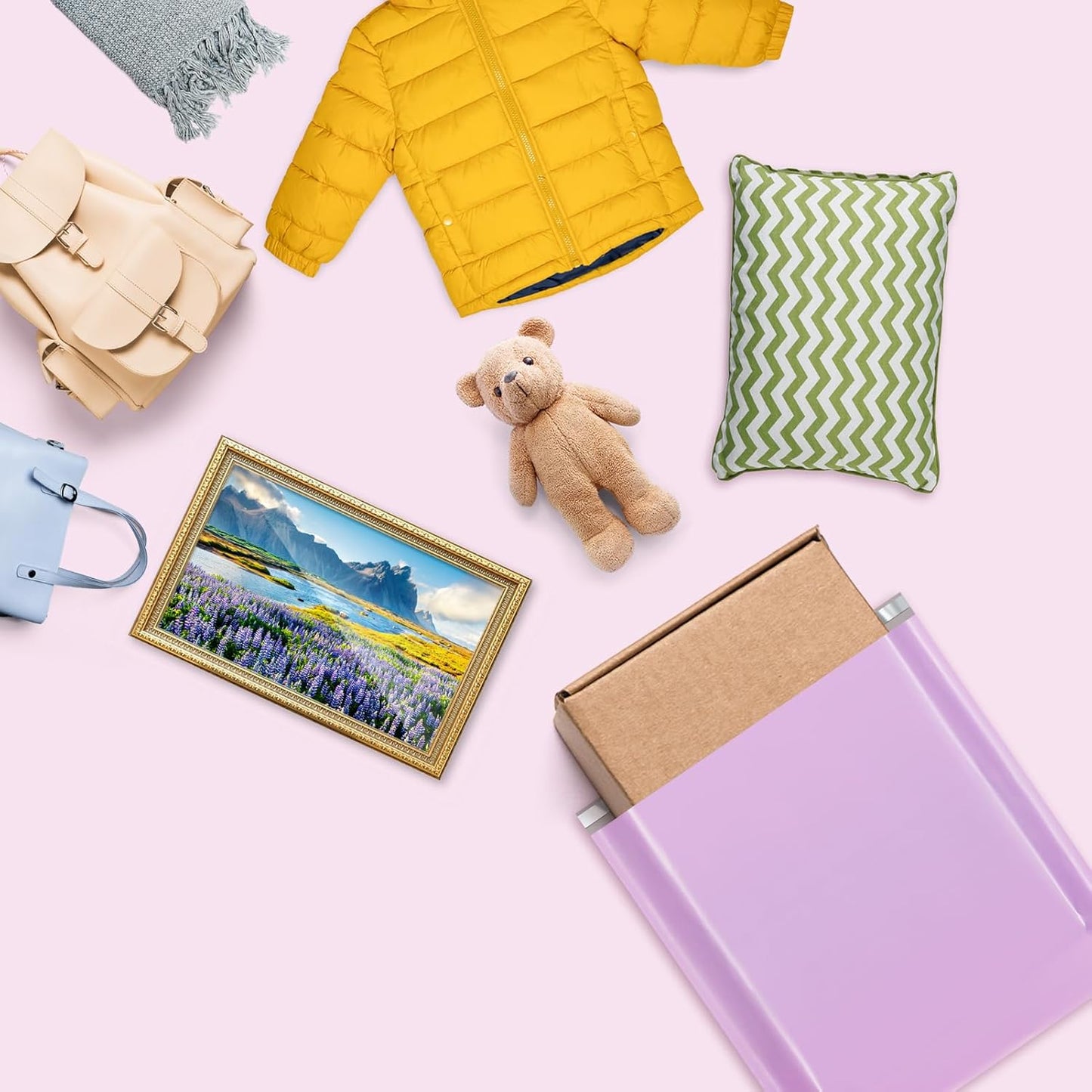 Fuxury Poly Mailers 10x13 Inch 50 Pcs, Waterproof Shipping Bags for Clothing, Strong Adhesive Shipping Envelopes for Small Business Suppliers, Self Seal Mailers Poly Bags Mailing Envelopes Purple