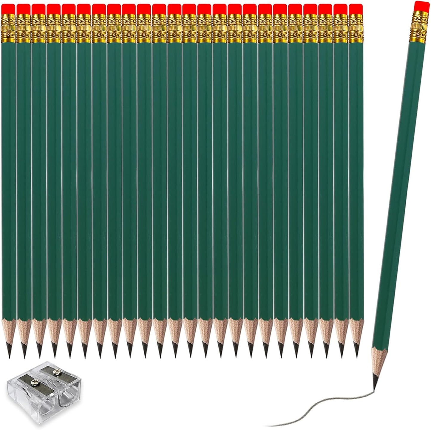 Adhere 25pcs Woodcase Pencils with Eraser Premium Pre-Sharpened Hexagon Graphite 2B pencils ideal for home, office writing including a Free Sharpener(Pink・25pcs)
