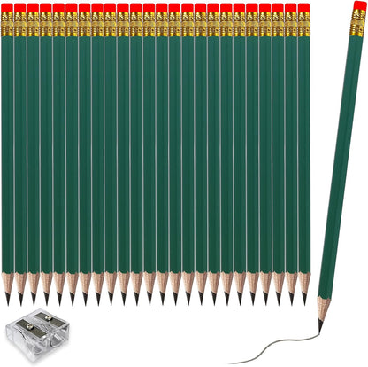 Adhere 25pcs Woodcase Pencils with Eraser Premium Pre-Sharpened Hexagon Graphite 2B pencils ideal for home, office writing including a Free Sharpener(Pink・25pcs)