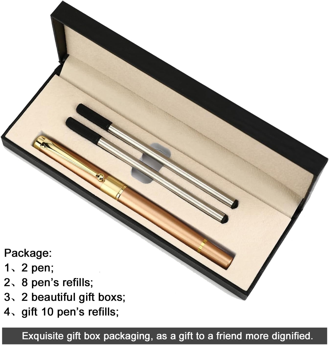 YIVONKA Ballpoint Pen Black Refill,Luxury Ballpoint Line width 0.5mm,Best Ball Pen Gift Set for Men & Women Professional Executive,Office,Nice BallPens Classy Gift Box (Black)