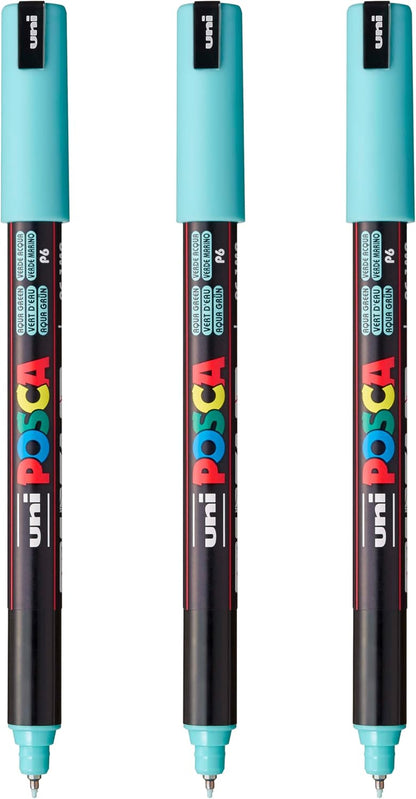 posca PC-1MR Water-Based Paint Markers, Extra Fine Tip (0.7mm), White, 3 Count