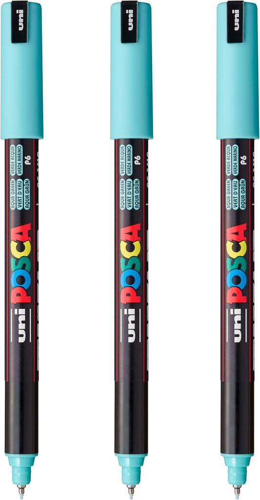 posca PC-1MR Water-Based Paint Markers, Extra Fine Tip (0.7mm), White, 3 Count