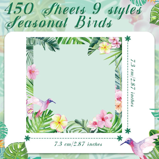 450 Sheets Tropical Palm Sticky Notes Luau Party Favor Hawaiian Fun Notepad Summer Themed Beach Memo Pad Self Adhesive 2.9" Mini Sticky Note for Appreciation Gifts Employee Office Supplies