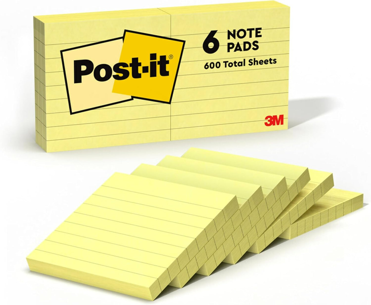 Post-it Notes, 3x3 in, 6 Pads, America's #1 Favorite Sticky Notes, Canary Yellow, Clean Removal, Recyclable (630-6PK)